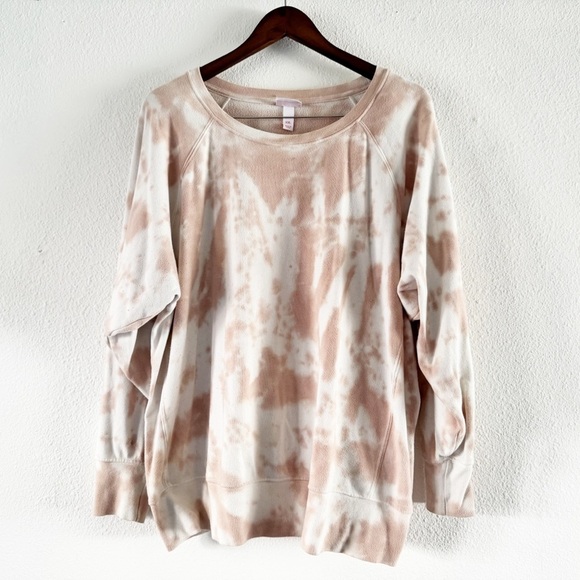 Tie Dye Maternity Pull Over Crewneck Size XXL Pale Pink / White Pregnancy Casual - Picture 2 of 11